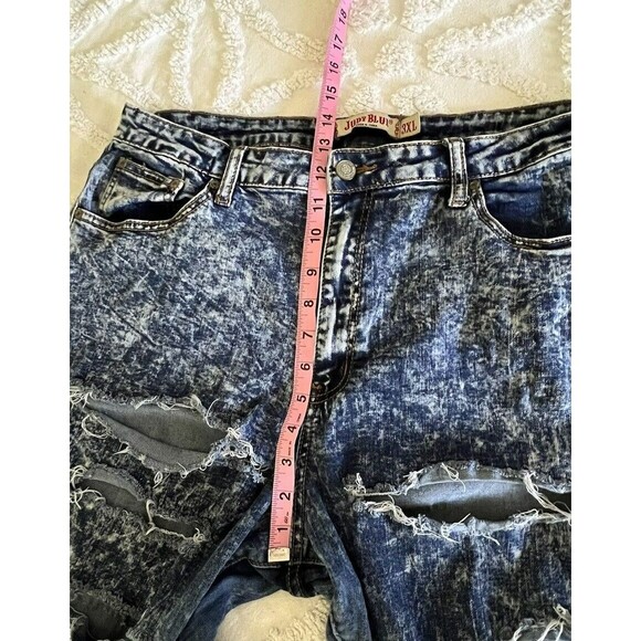Judy Blue Jeans distressed ripped acid wash retro destroyed blue denim 3X / 20W - Picture 13 of 15